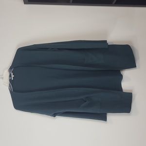 COZY CASUAL Emerald Green Open Thermal Pocketed V-neck Cardigan